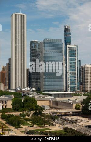 Skyline Blick nach Norden vom Grant Park in Chicago Illinois Stockfoto