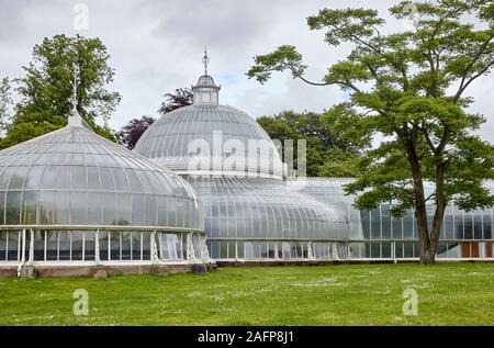 Äußere des Viktorianischen Kibble Palace der Botanischen Gärten in Glasgow. Stockfoto