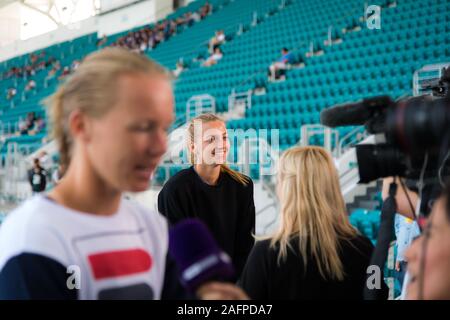 Petra Kvitova der tschechischen Republik während der Hour vor der 2019 Miami öffnen WTA Premier Pflichtfeld Tennis Turnier Stockfoto