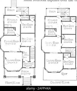 . Einen Plan Buch von Harris Wohnungen. So hat es das Aussehen einer Familie Residence anythingexcept. Es wird schneller Mieten und zu einem höheren Preis als jedes ordinarydouble Haus. Die beiden Stockwerke sind in Absprache mit der Ausnahme von thesmall Schlafzimmer usptairs über der Vorhalle und Rezeption identisch. Das Exterieur, gesehen fromany Winkel, prätentiös ist. Die largegables mit breiten Gesims und pro-jecting Eaves verleihen einen Hauch von würde. Die plain kolonialen Spalten sur-Montage der Stein piers an der vorderen Entsprechen Dieser styleof Bau. Beide Zimmer sind groß und gut beleuchtet, die d Stockfoto