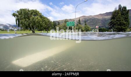 Überschwemmungen in Wanaka, Südinsel, Neuseeland Stockfoto