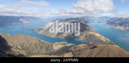 Blick auf den Lake Hawea und Lake Wanaka, Neuseeland Stockfoto