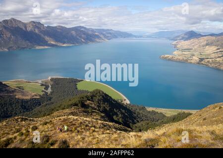 Blick auf den Lake Hawea, Südinsel, Neuseeland Stockfoto