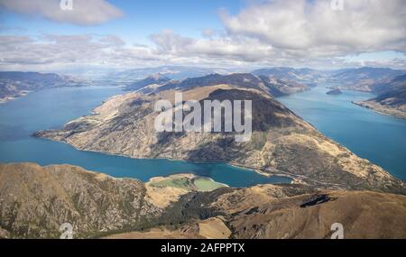 Blick auf den Lake Hawea und Lake Wanaka, Neuseeland Stockfoto