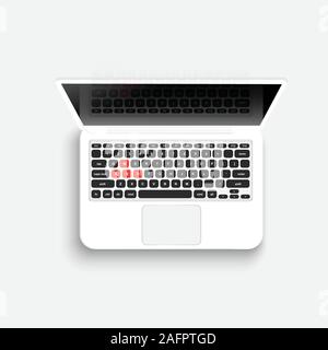 Modernen Laptop geöffnet, Ansicht von Oben, Vector Illustration. Stock Vektor