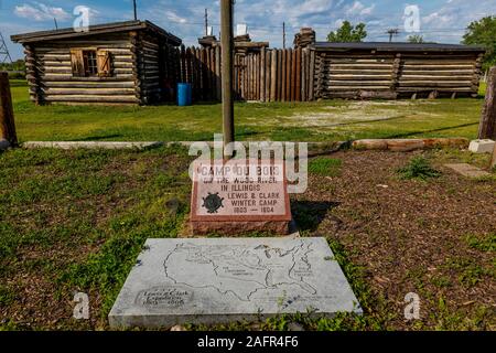 16. Mai 2019, Wood River, IL. USA - Rückverfolgung der Lewis und Clark Expedition abreise Ausgangspunkt, Holz River Camp Dubois Illinois Stockfoto