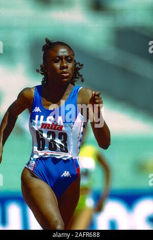 Denean Howard (USA) konkurrieren in den 400m bei der WM 1987 in der Leichtathletik. Stockfoto