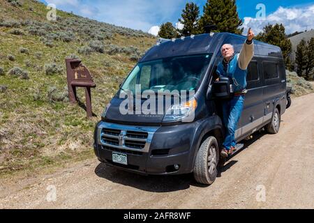 24. Mai 2019, LEMHI PASS, Montana, USA - Fotograf Joe Sohm zeichnet die Lewis und Clark Expedition - 14. Mai 1804 - Kreuzung Lemhi Pass Stockfoto