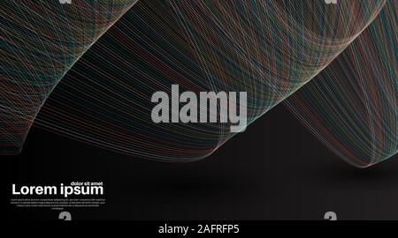 Schwarz Zusammenfassung Hintergrund. Realistische wellen Linien mit Schatten. Vector Illustration für Wallpaper, Banner, Hintergründe, Karte, Landing Page, etc. Stock Vektor