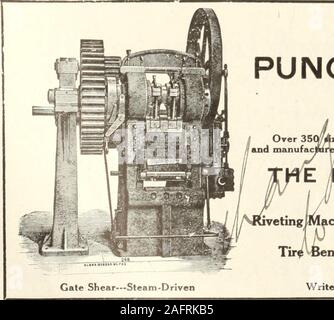 . Kanadische Transport & Distribution Management. e Eisen Journal Boxesdiaphragms - AjaxS Stahl zurück Bremsbacken Eingabe Gerät, usw., usw. Forsyth Deck Schärpe Ratschen, Schwabbeln Devi Vertriebspartner für Kanada die HOLDEN COMPANY, LIMITED 354-356 St. James St., Montreal 150 Princess Street, Winnipeg, Man. 342 Adelaide St. West, Toronto, Ontario 429 West Pender St. Vancouver, B.C.. POWERPUNCHING^ SCHEREN MASCHINEN // Über 35 Q/jAzes und. (Styles für alle Arten von leichten und schweren Arbeit designedmanufactured durch * Tor Shear-- Steam-Driven ALLSTATTER tCtfNG & Co. Hamilton, Ohio, USA ivetingjMachines Reifen Wel Stockfoto