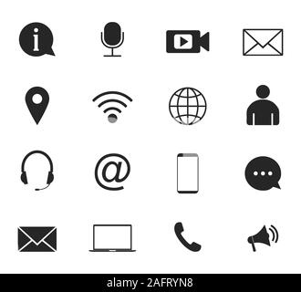 Kontakt Icon Set. Vektorgrafiken. Flache Bauform. Stock Vektor