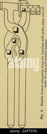 . Das 20. Jahrhundert toolsmith und steelworker; eine vollständige, praktischen und wissenschaftlichen Buch. llustrgting wie Backen sind forgeda. nd verbogen zu gestalten. K^v^ TOOLSMITH UND STEELWORKER 41 geschmiedet oder geschweißt, aber die meisten satisfactoryif aus einem Stück geschmiedet beweisen. Abbildung 6 zeigt doppelte gehebelt und adjustabletongs durch thecelebrated Stahl Arbeitnehmer erfunden, Prof. W. S. Casterlin, Pittston, Pennsylvania, US S. A. Diese tongshave durchdie Thema verbessert und sind verypowerful und Licht. Werden Sie vor allem für das Greifen Werkzeuge der abeveled Natur, wie asmill Picks, Achsen, usw., und halten Sie die flache Material Stockfoto