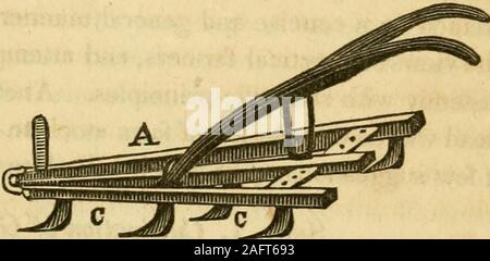 . Elemente der wissenschaftlichen und praktischen Landwirtschaft: oder, Die Anwendung von Biologie, Geologie und Chemie in der Landwirtschaft und im Gartenbau. Fast unverzichtbar, byclosing die Poren und verhindert die Verdunstung der Feuchtigkeit, die solche Böden Die meisten erfordern, obwohl Sie moreliable sind als jeder andere it bis zu erbringen. Abb. 19. Die Nützlichkeit von thecultivator (A. Abb. 19), kann auch bereferred, wie thisimplement kann beemployed Arbeit der Hacken zu Savethe. Auch der Boden in einem besseren Zustand verlässt als der Pflug, wenn unter gehackt Kulturen eingesetzt. Aber es ist nicht unser Ziel, die Instrumente der todescribe Stockfoto