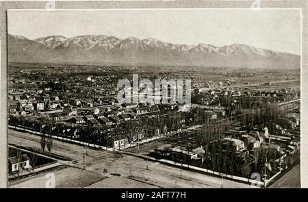 . Bildlichen Reflex von Salt Lake City und Umgebung: einschließlich Letter - drücken Sie Beschreibung und Abbildungen der öffentlichen Bauten, Hotels, Unternehmen, Kirchen, Inder, Badeorte, etc., und eine Vielzahl von Informationen, wertvollen für Touristen und Bewohner, aus zuverlässigen Quellen. CTTV UND COUNTY BUILDING.. WAHSATCH BERGE. süd-östlich von Stadt und Grafschaft. Stockfoto