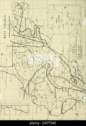 . Klimatologische Daten, West Virginia. Durchschnittliche Temperatur WEST VIRGIHIAAPRIL 1961 TV 11.   • m • jk1-I1-&lt;/CT1 I1 - / - Z/I&lt; r llj / zu o/1 z i i fi o | 0^T-so Jsjj - 2 t2^/&r X/o |. o d UNS *&gt; o • h aa? h a u33 OO-H-e-s a rH O • S-H-a&gt; "oBHM K in o a u Oas o TJh" £? K-H O VCD 4 M Q STATION INDEX | Beobachtung d U15 ZEIT UND T. O5B TABELLEN STATION COUNTY&lt; Beobachter^3 1 r t i II MUTTER Oi" "PR ICH MÄHEN 59 1 * Tt HANI-..M ppi n60 3020 7A OMCR 3. SMITH UIOVHC.* D | 4f POCAHONTAS" • 26 17 JO"? Eine Frau. NCTTIt R. BLATT WMO COLLEGE Bftl MJRCtR ES 11 • i01 2400 "p11 CON Stockfoto