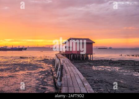 Tan Jetty, einem der Clan der Kaianlagen in Penang, Malaysia Stockfoto