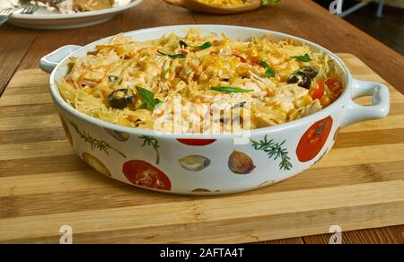 Taco Kasserolle, einen Topf Türkei mexikanischen Pasta, kitschigen Türkei Burger Kasserolle Stockfoto