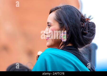 AUGUST 10 & 11, 2019 - Gallup, New Mexico, USA - Porträt der gebürtigen amerikanischen Frau an der 98th Gallup Inter-tribal Indian Ceremonial, New Mexico Stockfoto