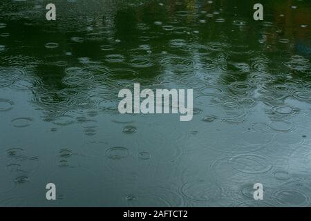 Wellen auf den Teich Wasser Oberfläche an einem regnerischen Tag Stockfoto