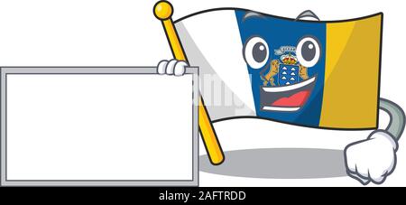 Flagge kanarische Insel Blättern mit Board cartoon Maskottchen design Stil Stock Vektor