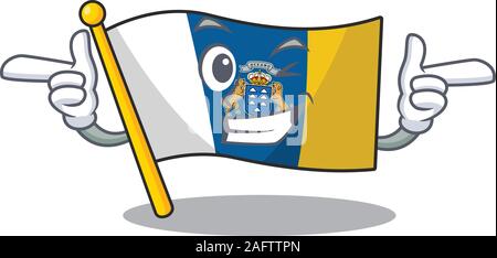 Flagge kanarische Insel Blättern Maskottchen cartoon Design mit Wink Auge Stock Vektor