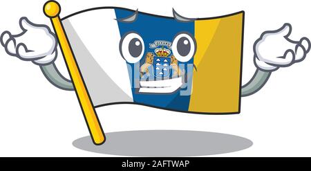 Süß und Cool grinsend Flagge kanarische Insel Blättern Maskottchen Cartoon Stil Stock Vektor