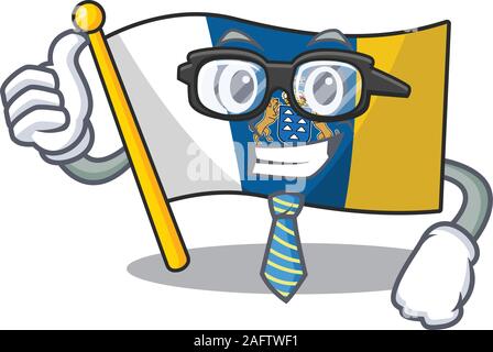 Kühle Geschäftsmann Flagge kanarische Insel Blättern Zeichentrickfigur mit Brille Stock Vektor