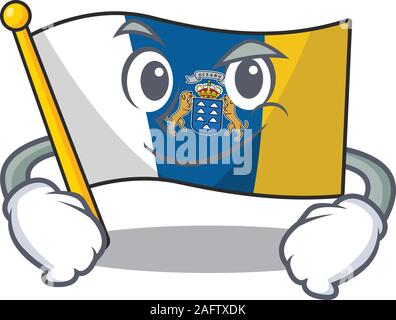 Coole Flagge kanarische Insel Blättern Maskottchen Charakter mit GRINSENDE Gesicht Stock Vektor