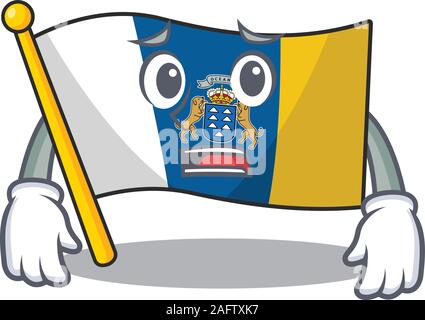 Maskottchen der Flagge kanarische Insel Blättern übersicht Angst Blick Gesicht Stock Vektor