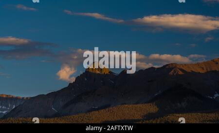 AUGUST 16, 2019, HASTINGS MESA, Colorado - Weiße geschwollene Wolken von S 9 Berg, Hastings Mesa, Ridgway/Telluride Colorado Stockfoto