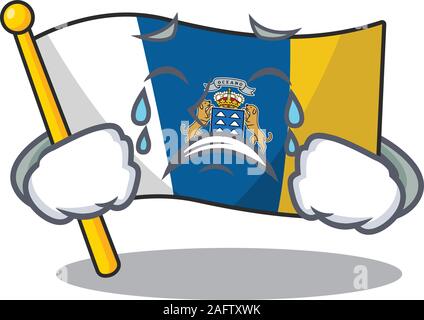 Traurig Weinen Flagge kanarische Insel Blättern Cartoon Character Design Stock Vektor