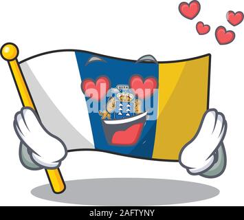 Verlieben niedlich Flagge kanarische Insel Blättern cartoon Maskottchen design Stock Vektor