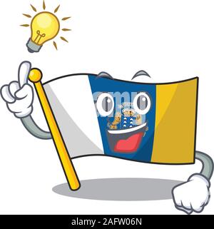 Eine Idee haben Flagge kanarische Insel Blättern Cartoon Character Design Stock Vektor