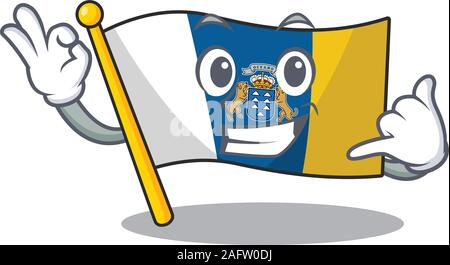 Rufen Sie mich süß Flagge kanarische Insel Maskottchen cartoon Seite blättern Stock Vektor
