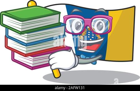 Smart Student Flagge kanarische Insel Blättern Maskottchen Karikatur mit Buch Stock Vektor