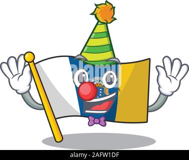 Netten und lustigen Clown Flagge kanarische Insel Blättern Zeichentrickfigur Maskottchen Stil Stock Vektor