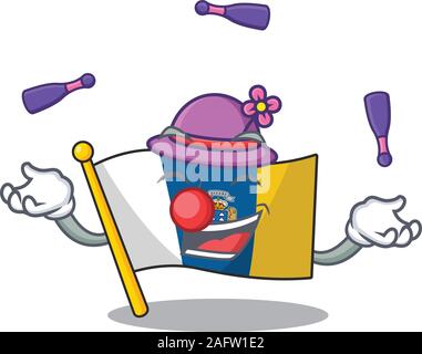 Coole Flagge kanarische Insel Blättern Maskottchen Cartoon Stil spielen Jonglieren Stock Vektor