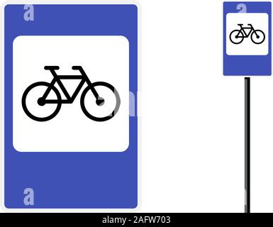 Fahrrad parken blauen rechteckigen Beschilderung auf weißem Hintergrund. Fahrrad Radverkehr Verordnung Schild Vector Illustration Stock Vektor