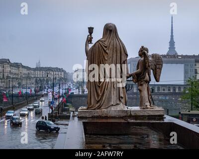 Stadtbild von Turin in einer regnerischen Tag Stockfoto