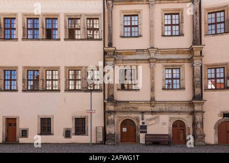 Dippoldiswalde Schloss mit Amtsgericht, das Museum Osterzgebirgsgalerie und MiBERZ, das Museum für mittelalterliche Bergbau im Erzgebirge Stockfoto
