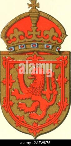 . Lacunar basilicae Sancti Macarii, aberdonensis: Der heraldische Decke der Kathedrale St. Machar, alte Aberdeen. ^. Sir David Lindsay zeigt der Löwe von Gueldres crownedin der impalement der Maria von Gueldres, Königin von James II. (29) Und die Laing (Bd. I, S. 12, Nr. 48, PI. Ii., Abb. 2) Gibt einen engravingof Ihre schönen Dichtung, Schottland, mit dem Tressure abzuschließen, die AUFGESPIESST impaling Wappen der Gueldres, in dem die Löwen von Gueldresis gekrönt. 102 DIE HERALDISCHE OBERGRENZE VON ST. MACHAR. Nr. i 6.] XVI. Die Stadt der alten Aberdeen. Azurblau, einen Ast-Topf oder mit drei Lachs fischen in fr aufgeladen Stockfoto