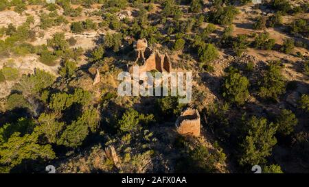 September 6, 2019, Hernandez, Colorado, USA - drone Luftaufnahme von Hovenweep National Monument, indianischen Ruinen in der Nähe von Aztec Pueblo Stockfoto