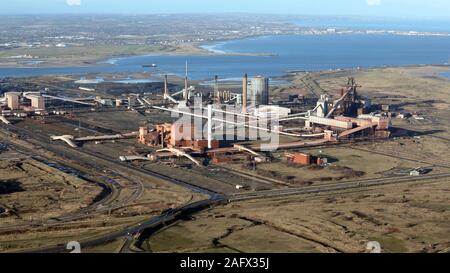 Aus der Vogelperspektive der ehemaligen Teesside Steelworks (oder auch Redcar Steelworks genannt) im Nordosten Englands, Großbritannien Stockfoto