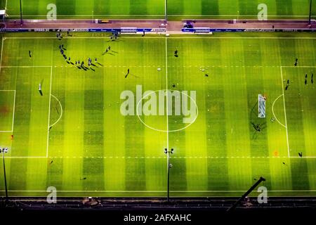 Luftaufnahme des Trainingsgelände von Schalke 04, neben dem Veltinsareana, Veltins Areana, Beckhausen, Gelsenkirchen, Ruhrgebiet,Rhine-Westp Stockfoto