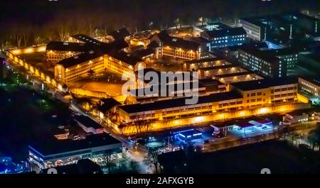 Luftaufnahme der Justizvollzugsanstalt JVA Krümede Krümede, in Bochum, Nacht Flug über Bochum, Bochum, Ruhrgebiet, Deutschland, Europa, Luftbild, Stockfoto