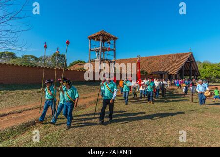 Feria oder religiöse Prozession an die jesuitische Mission Santa Ana, Jesuit, östliche Tiefland, in Bolivien, in Lateinamerika Stockfoto