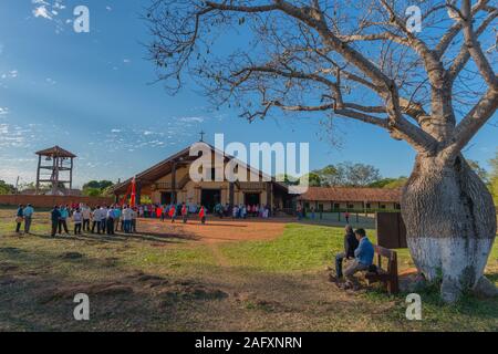 Feria oder religiöse Prozession an die jesuitische Mission Santa Ana, Jesuit, östliche Tiefland, in Bolivien, in Lateinamerika Stockfoto