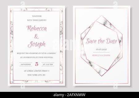 Hochzeit Einladung Sammlung mit dem Datum Karte vektor Vorlagen speichern. Stock Vektor