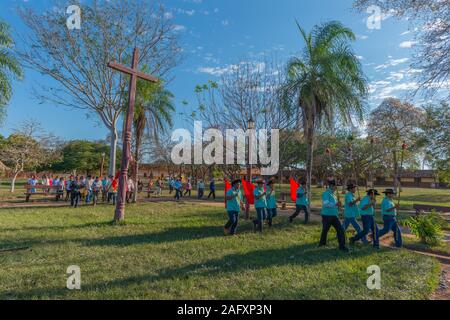 Feria oder religiöse Prozession an die jesuitische Mission Santa Ana, Jesuit, östliche Tiefland, in Bolivien, in Lateinamerika Stockfoto