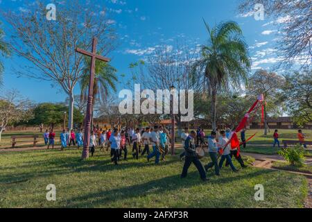 Feria oder religiöse Prozession an die jesuitische Mission Santa Ana, Jesuit, östliche Tiefland, in Bolivien, in Lateinamerika Stockfoto